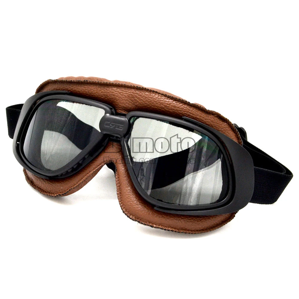Очки для шлема с дымчатыми линзами, мотоциклетные очки, винтажные очки для пилота, байкера, кожаные очки для мотоцикла, велосипедные очки atv, 5 цветов линз