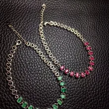 Натуральный зеленый изумруд браслет с драгоценными камнями с натуральным красным Рубином элегантный роскошный большой круглые браслеты 925 серебряный браслет для женщин Изысканные юверирные украшения