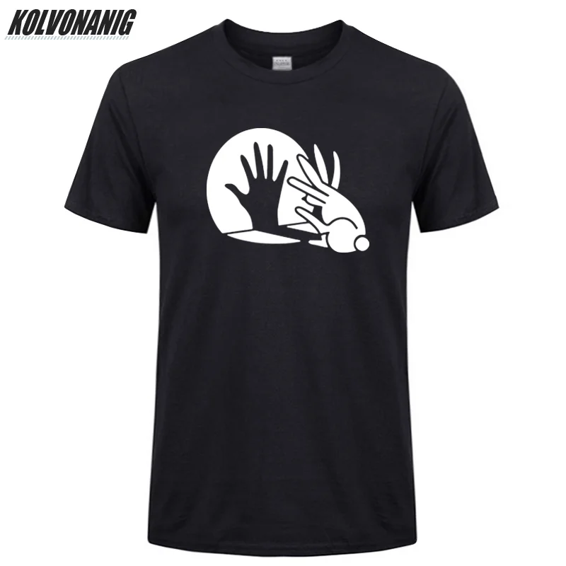 

Hand Shadow Rabbit Funny Oversized Animal Printed T Shirt Men High Quality Cotton Men Unisex Streetwear Casual Tops Tee Harajuku