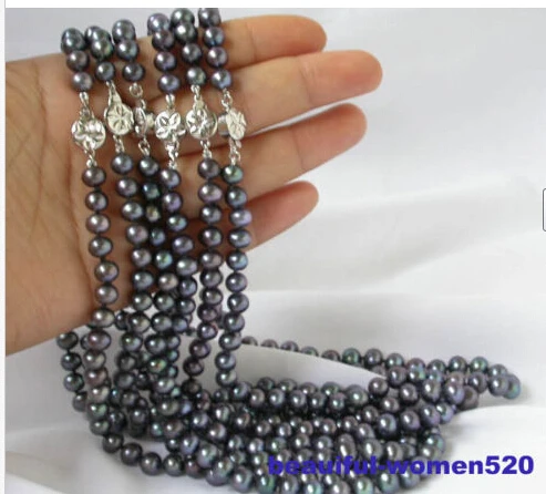 

~~ BJC 00021 round black freshwater pearl necklace Discount AAA