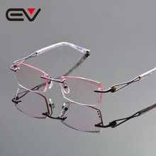 Элегантный Для женщин Титан Rimless Очки Рамки фиолетовый diomand Отделка Очки Mulheres Óculos sem Аро де Titanio ev1246