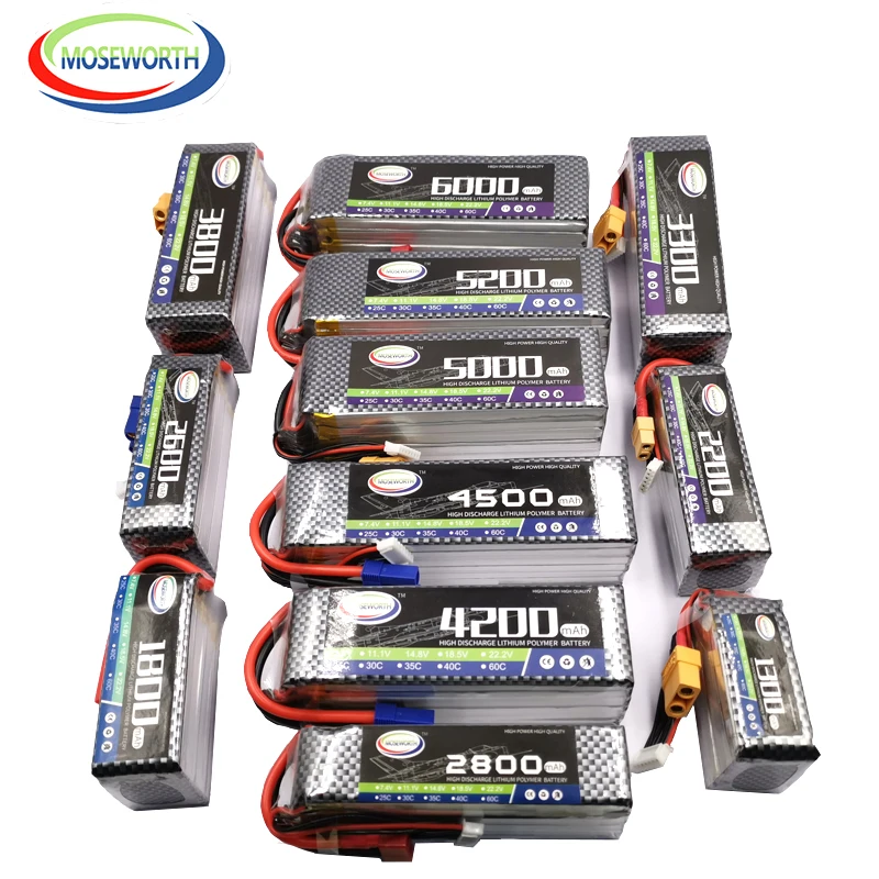 

6S 22.2V RC LiPo Battery 1800 2600 3000 3500 4000 4500 5000mAh 30C 40C60C For RC Helicopter Aircraft Quadcopter Airplane 6S LiPo