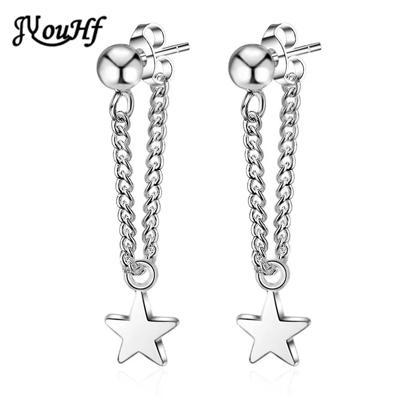 

JYouHF Star Bowknot Cube Charm Pendant Stud Earrings for Women Jewelry Gentle Silver Plated Wedding Party Earring Gift Wholesale