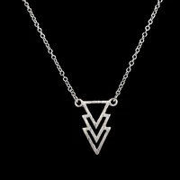 Shuangshuo New Fashion Chokers Vintage Three Triangle Pendant Necklaces for Women Geometric Long Chain Choker Necklace N077 - Image 3