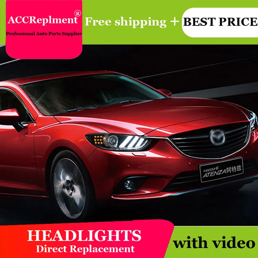 Auto Pro Car Styling For 2014 New Mazda 6 LED Headlight Mazda6 Headlights DRL Lens Double