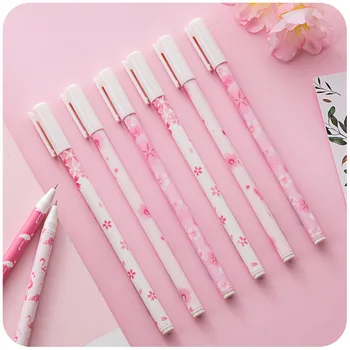 

6 pcs/lot Green Leaves Flamingo Sakura Gel Pen Cute 0.5mm black ink Signature Pen School Writing Supplies Promotional Gift