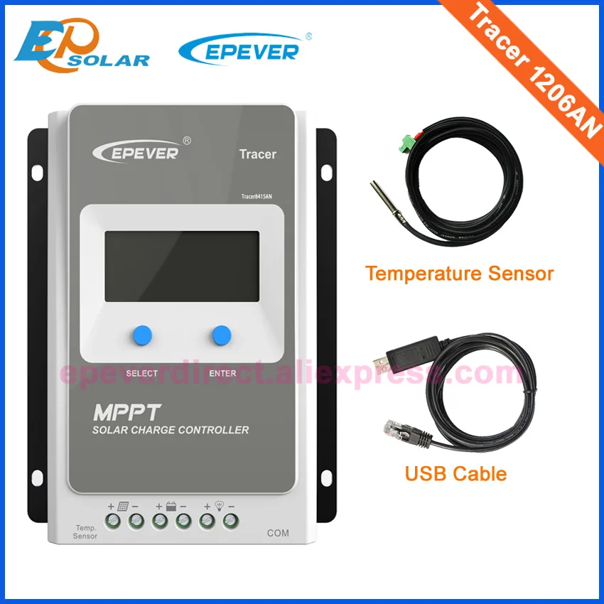 10A контроллер солнечных панелей системы 24 в зарядное устройство EPEVER EPsolar MPPT Tracer 1206an 10 ампер - Цвет: with USB and sensor