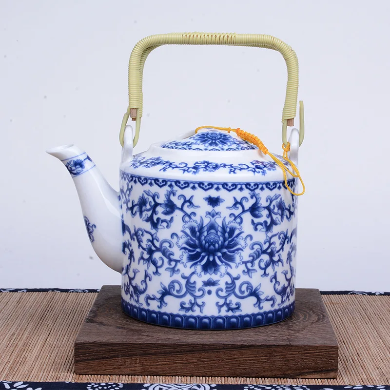 750 мл синий и белый фарфоровый чайник, топ художественный дизайн керамический песочный чайник ручной работы чайный набор кунг-фу Чайник Пуэр