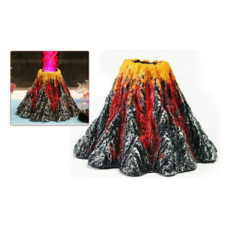 Новая мода вулкан для аквариума украшение из камня аквариум пузырь извержение вулкана аквариум орнамент используется с воздушным насосом светодиодный светильник