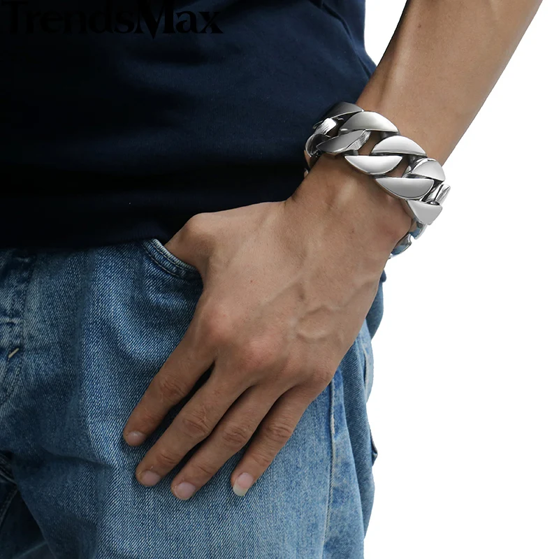 Trendsmax новые модные звено цепи Нержавеющая сталь браслет Для мужчин тяжелый s
