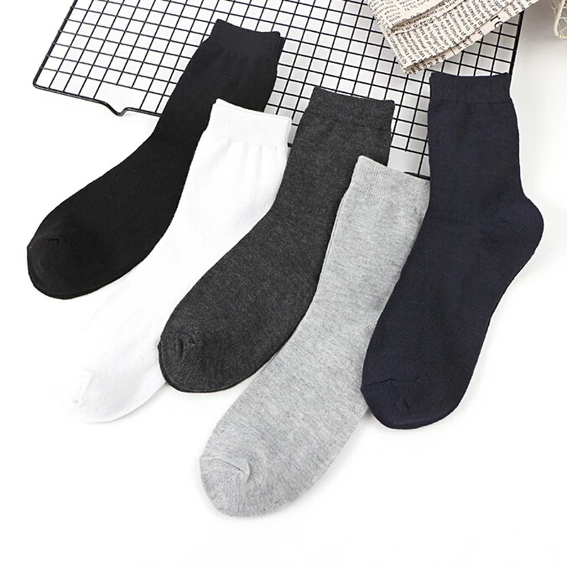1 Pair Spring Autumn Cotton Men's Business Classic Socks Solid Sweat Leisure Wild Sock white