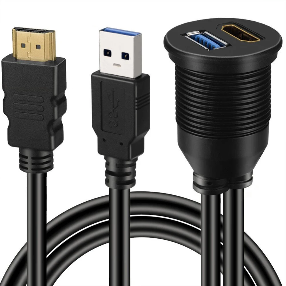 USB 3,0 HDMI к HDMI USB3.0 AUX удлинитель автомобильный тире панель кабель Водонепроницаемый Автомобильный флеш-кабель удлинитель для автомобиля лодка