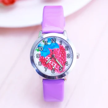 

2018 famous children girls cute cartoon strawberry quartz watches kids casual luminous hands leather strap clock montre enfant