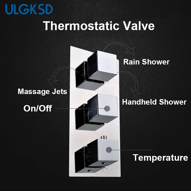 ULGKSD термостатический клапан для душа 2/3/4 скрытый смеситель воды медный клапан воды на выходе используется для Смесители для ванной и душа