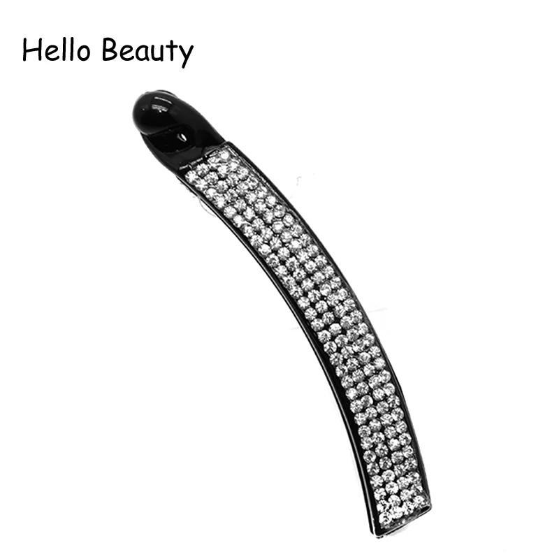 

Fashion Clear Crystal Rhinestone Hair Banana Clip Claw Black Hair Barrette Hairpin For Women Hair Jewelry Accessories