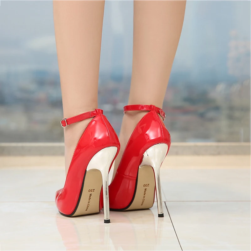 MAIERNISI/Новинка; женские туфли-лодочки на высоком каблуке 13 см; черные туфли с гальваническим металлическим покрытием; пикантные туфли на высоком каблуке для офиса; женская обувь размера плюс