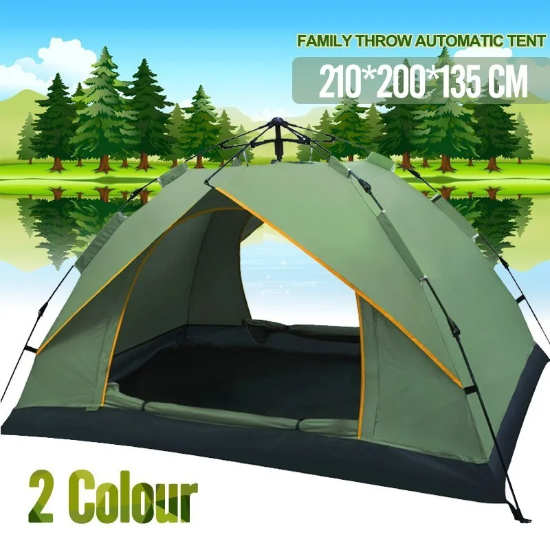 

3-4 Person Windbreak Camping Tent Monolayer Waterproof Pop Up Open Anti UV Tourist Tents For Outdoor Hiking Beach Travel Tienda