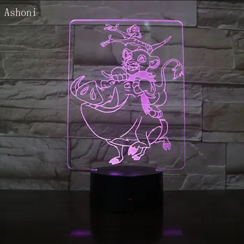 

The Lion King Simba Kids Gift Led Night Light Warthog Pumbaa Child Cool 3d Table Lamp Usb Anime Meerkat Timon