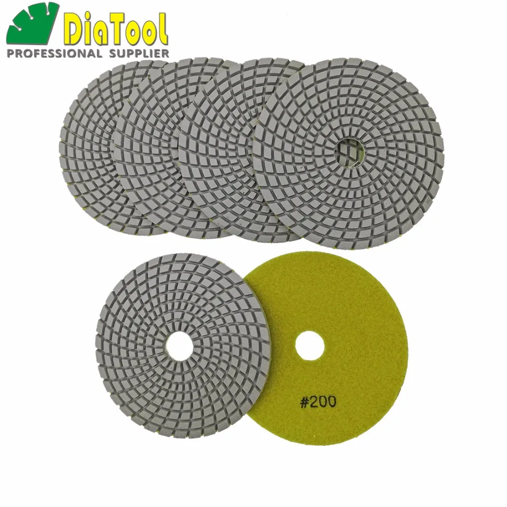 DIATOOL 6pcs 200 125MM Diamond Flexible Wet Polishing Pads For Stone