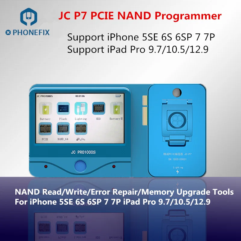 JC Pro1000S P7 PCIE NAND Programmer SN Read Write Repair Tool для iPhone 7 P 6S 6SP iPad pro Обновление памяти|Наборы
