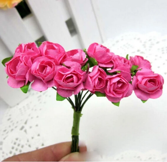 Упаковка из 144 разных цветов, искусственные мини-бумажные Сатиновые розы/украшение на свадьбу, скрапбукинг, сделай сам, украшение для рукоделия