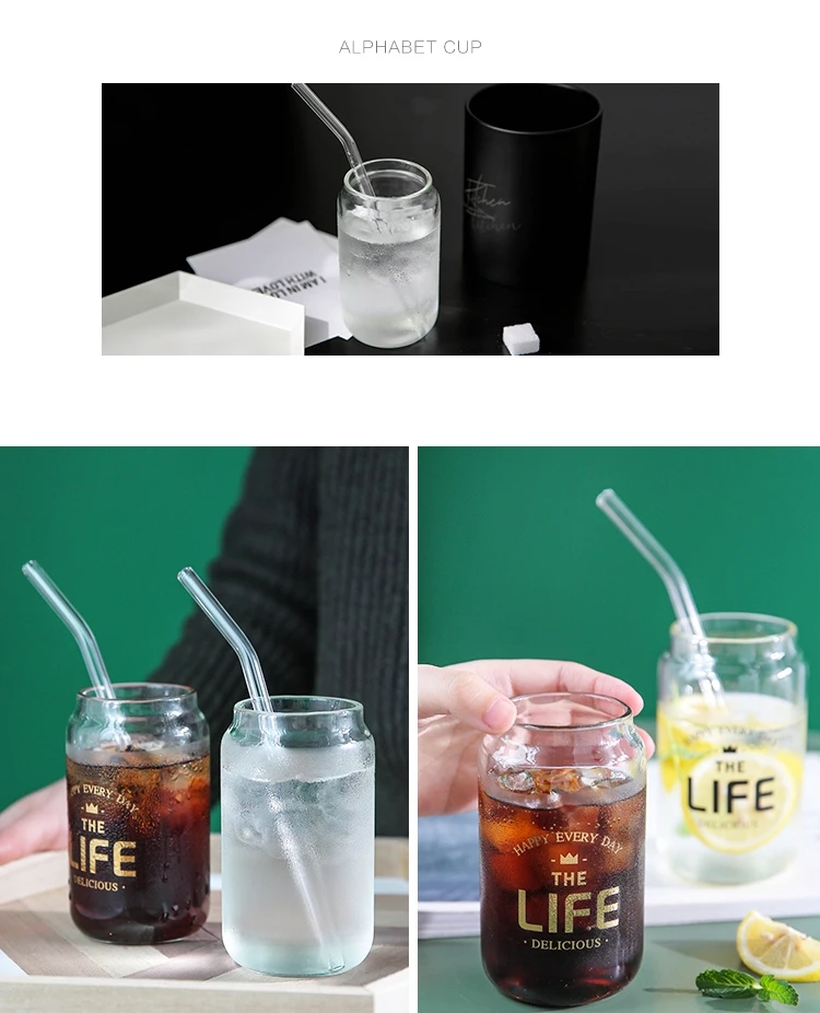 350ML Creative Cola Can Fruit Juice Milk Glass Water Cup Coffee Mugs Heat-resistant Cold Ice Cream Drink Cups Home Bar Supplier