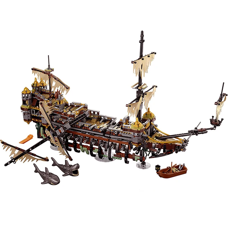 

Compatible Legoe pirates 71042 Model caribbean 16042 2344pcs The Slient Mary Set building blocks bricks toys for children