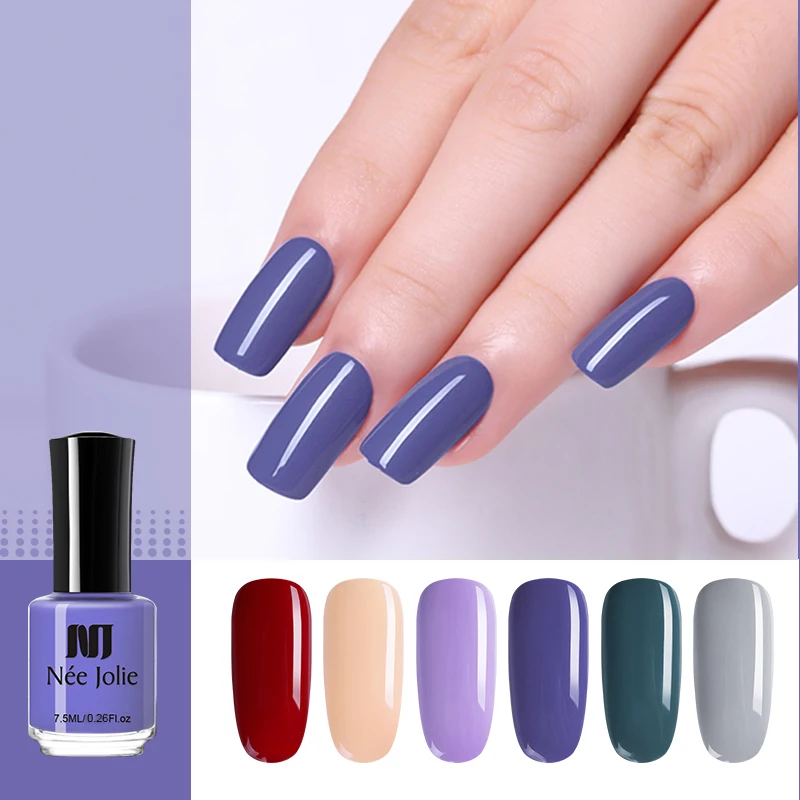 

NEE JOLIE Pure Nail Color Nail Polish 7.5ml Pure Gray Coffee Series Nail Art Polish Varnish Lacquer Primer Manicur 12 Colors
