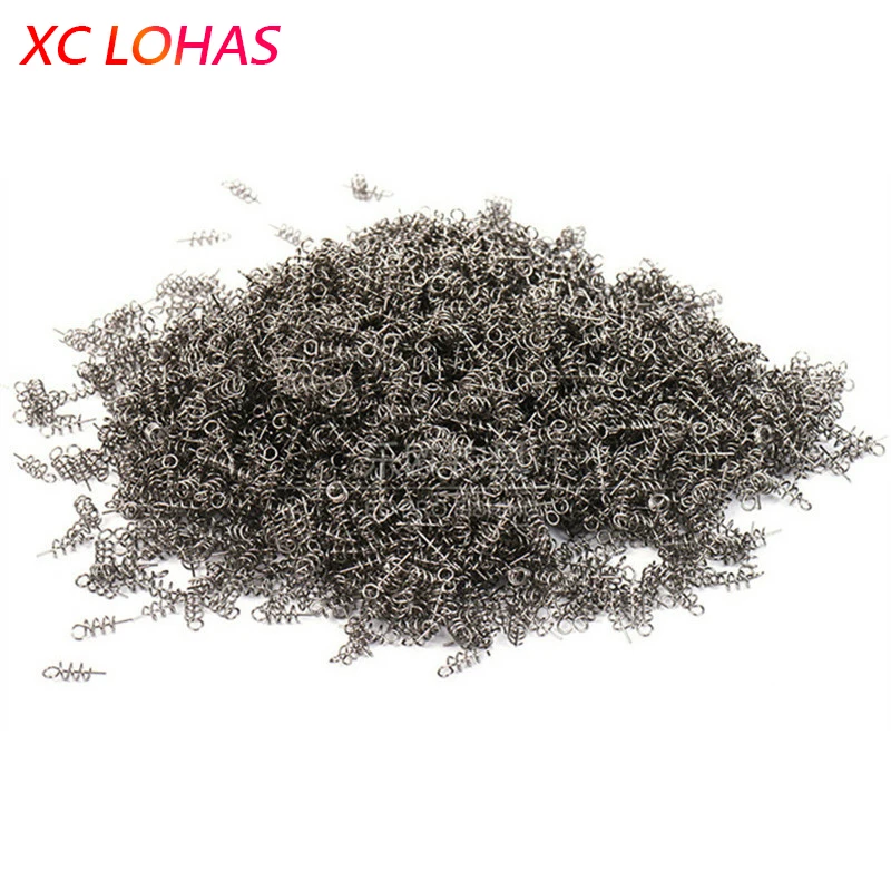 100pcs/lot High Carbon Steel Fishing Spring Lock Pin to Fix Maggot Worms Fishing Soft Lures Spring Needle Fishing Accessories