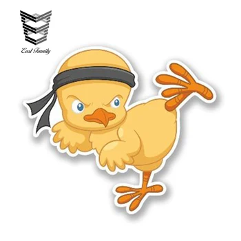

EARLFAMILY 13cm x 10cm Cartoon Martial Arts Chick Vinyl Decal Graphic Funny 3D Animal Car Styling Waterproof Car Stickers