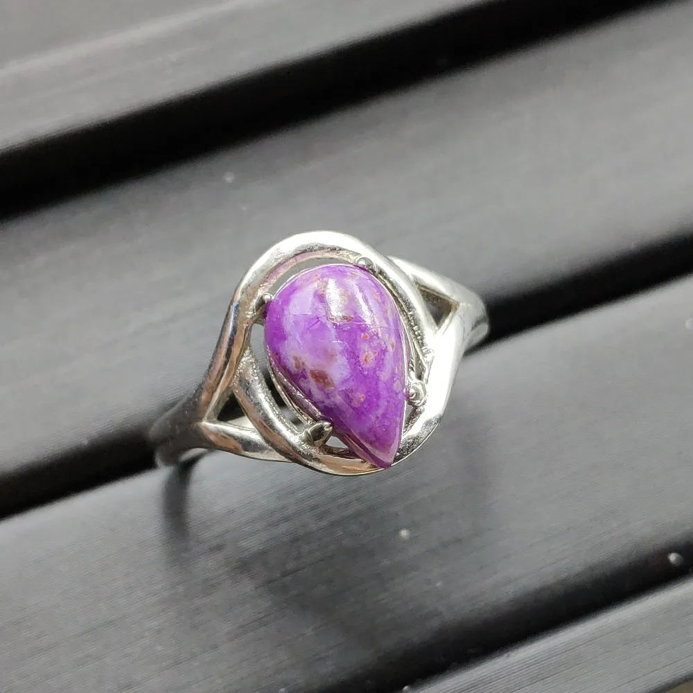 

Genuine Natural Purple Sugilite Healing Woman Ring 11x9mm Best Sugilite Ring Adjustable Size 925 Silver Drop Shipping AAAAA