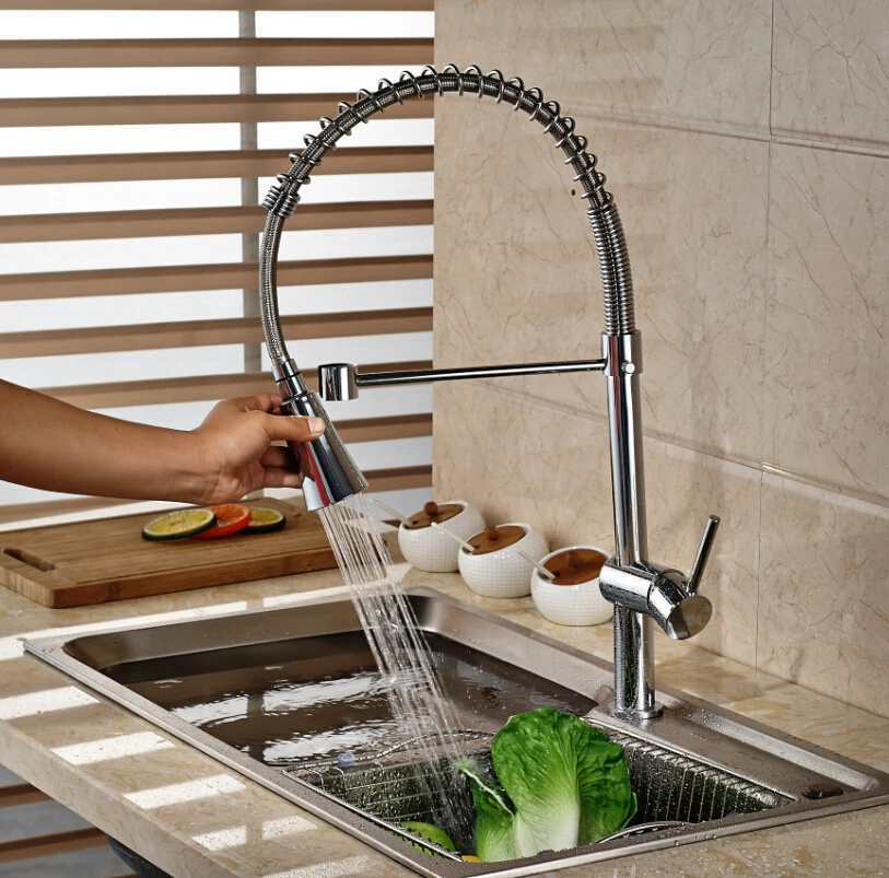 Single Lever Kitchen Deck Mount Sink Faucet Chrome Polished Single Handle Mixer Tap