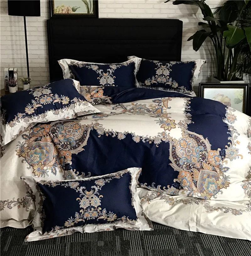 

Exquisite Bohemia style 100S Cotton Sateen 3D Digital Printing Bedding Set Duvet Cover Bed Linen Bed sheet Pillowcases 4Pcs