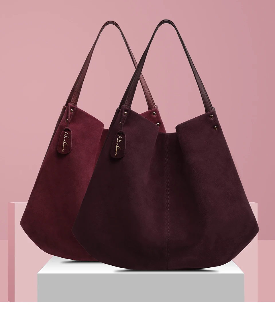 Новинка 2018 года для женщин реального разделение замши вместительные сумки Сумка дизайнер женский досуг большой сумки на плечо одноцветное