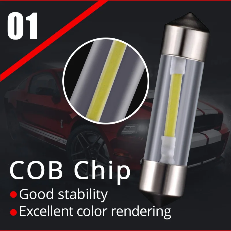 NAO 30 шт. C5W светодиодный гирлянда 31 мм 36 39 41 SMD COB лампочка для салона автомобиля C10W