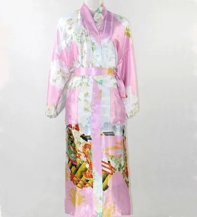 Высокая мода черный Femme сексуальный длинный халат китайский женский Шелковый Ночной костюм из вискозы кимоно банное платье размера плюс S M L XL XXL XXXL NR085 - Цвет: Pink