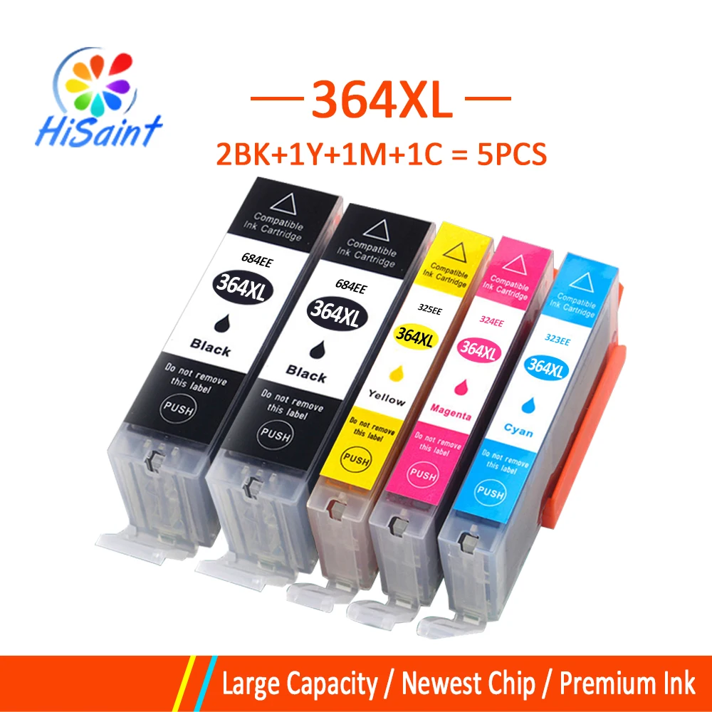 

Hisaint 5 Packs 364XL Compatible Ink Cartridges Replacement for HP 364 xl for HP Deskjet 3070A 5510 6510 B209a C510a Printer