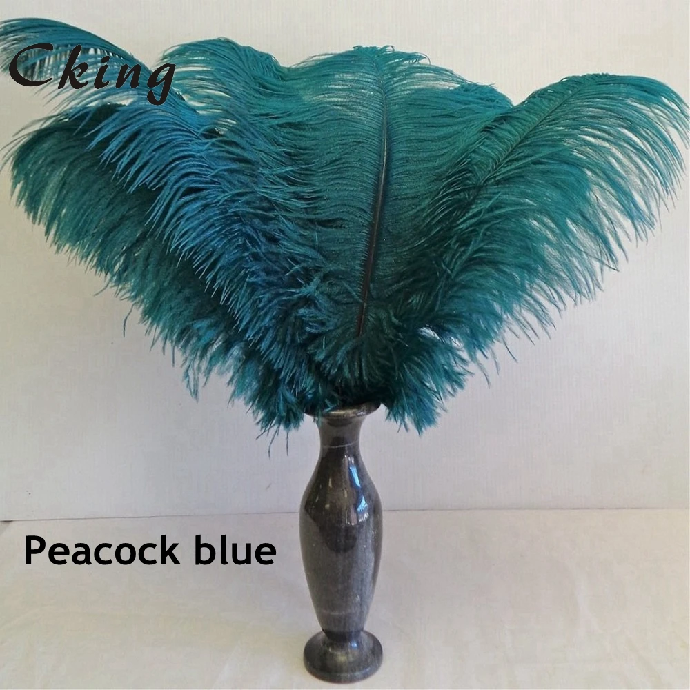 wholesale 100pcs High quality natural real peacock Blue dyed ostrich feathers 6-24inch/15-60cm diy Decorations stage performance