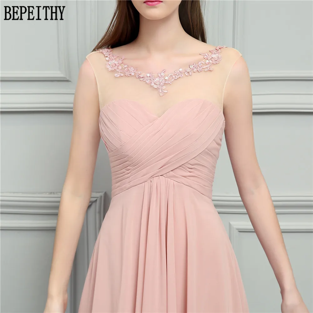 BEPEITHY Новое поступление vestido de festa Longo Совок бусины аппликации квадраты шифон А-силуэт платья для выпускного вечера Длинные свадебные платья