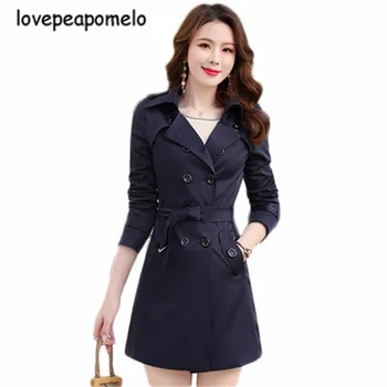 

Spring Autumn Women's Big Size Windbreaker Casual Single Breasted Long Coats Long Sleeve Large Size Female Trench XS-6XL J491