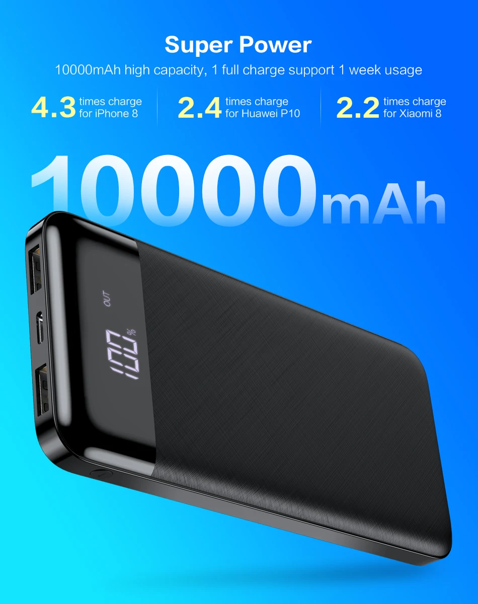 FLOVEME 10000 мАч банк питания двойной usb зарядное устройство Портативный внешний аккумулятор резервный чехол Быстрая зарядка банк питания для iphone Xiaomi Mi 9 внешний аккумулятор
