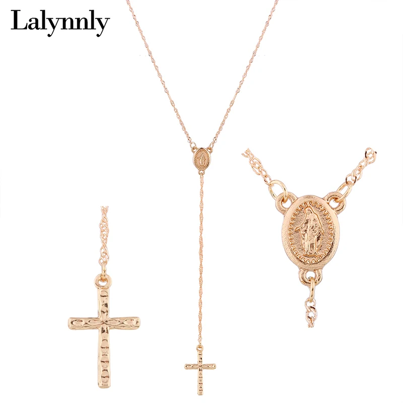 

Lalynnly Gold Chain Cross Necklace Pendant Jesus Cross Choker Necklace Long Pendant Necklace for Women Fashion Jewelry N60941