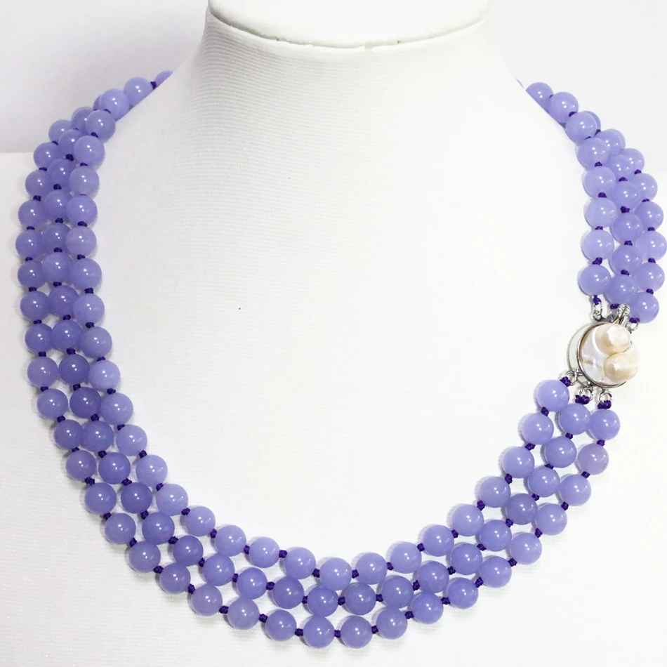 Lavanda Hermosa enorme 14 mm Natural Jade redonda con cuentas collar de piedras preciosas 18/" AAA