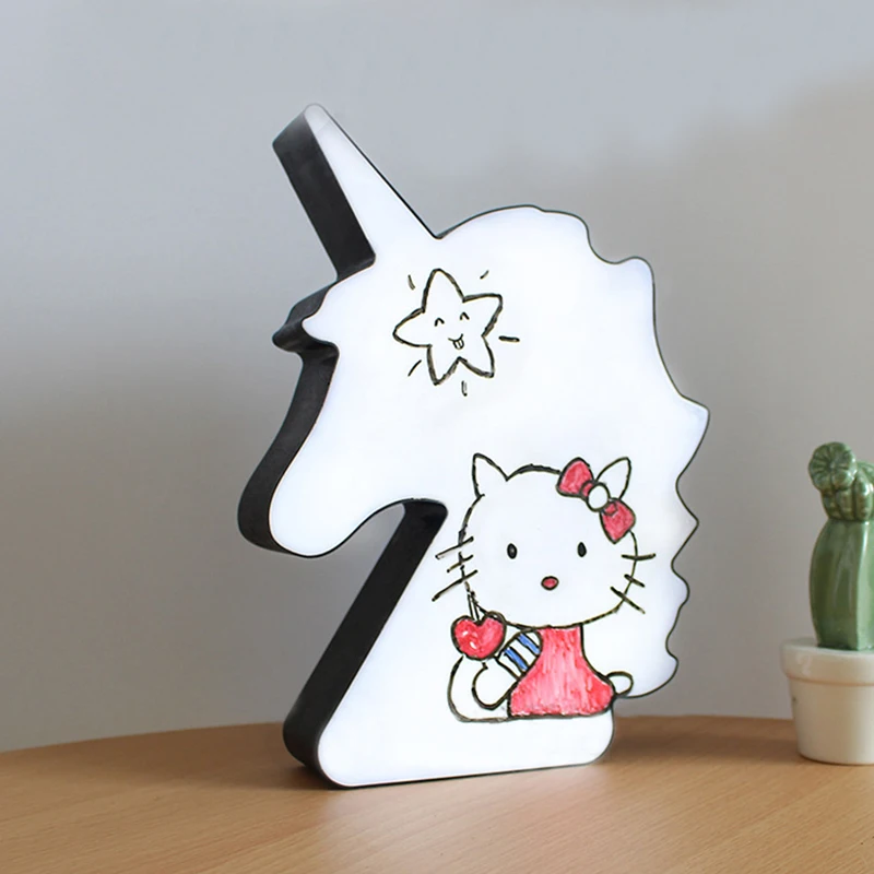 Новый Свет единорога коробка Ночник DIY кинотеатр почерк Декор лампа батарея USB
