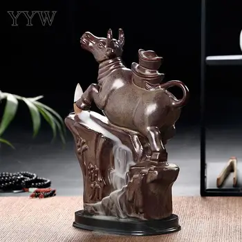 

Backflow Incense Cones Burner Incense Stick Holder Waterfall Ceramic Cattle Censer Aroma Smoke Burner Incense Home Office Decor