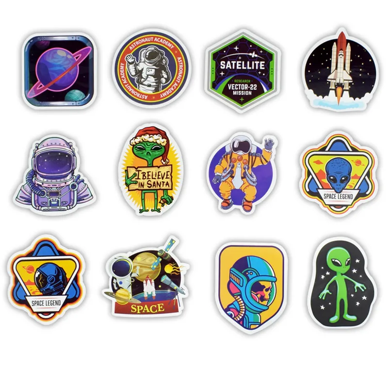 50 шт. внешняя космическая виниловая наклейка НЛО инопланетянин астронавт ракета мультфильм наклейка s чемодан для скейтборда Декор смешанный для Macbook/iPad/hp