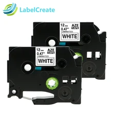 2 Packs TZe231 12mm Compatible Brother TZe Laminated Label Tape TZe-231 Black on White for Brother P-touch Label Makers