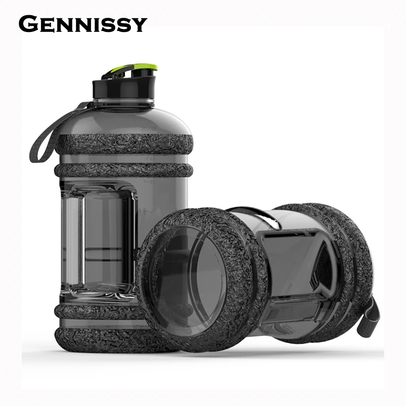 GENNISSY 2 2L Portable Big Large Capacity Water Bottles Outdoor Sports Gym Training Camping Running Plastic