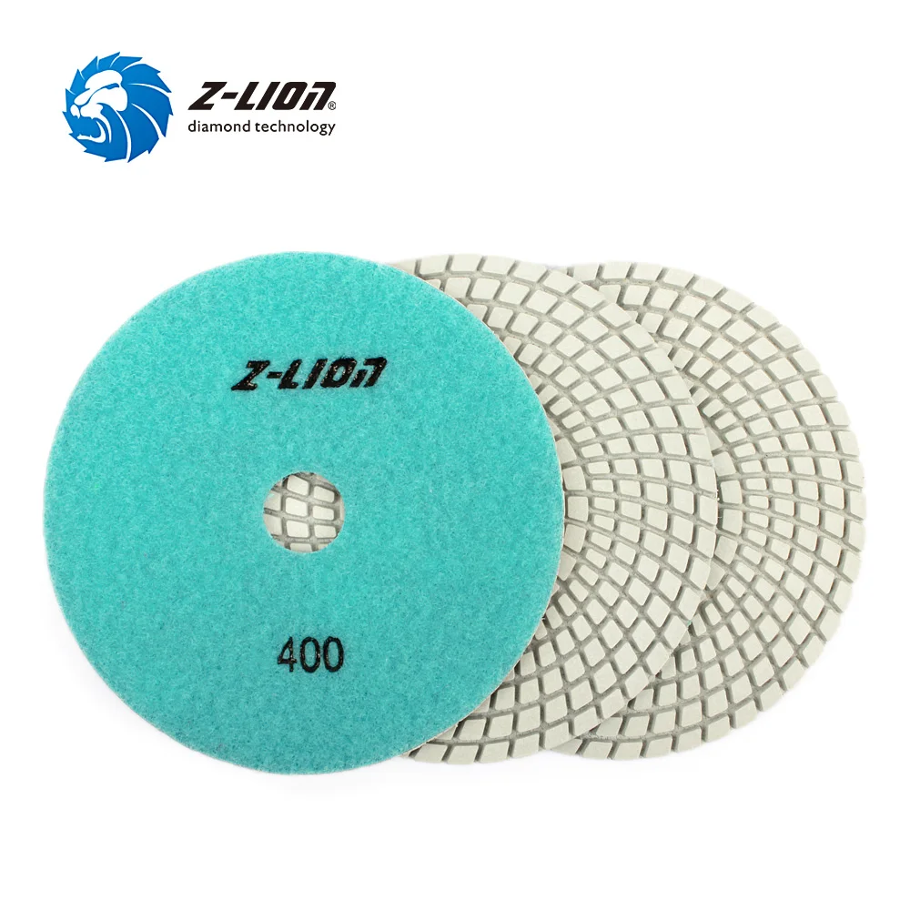 

Z-LION 5" 3pcs White Bone Diamond Polishing Disk Wet Use Marble Polishing Pad Abrasive Wheel Flexible Resins Polish Tool