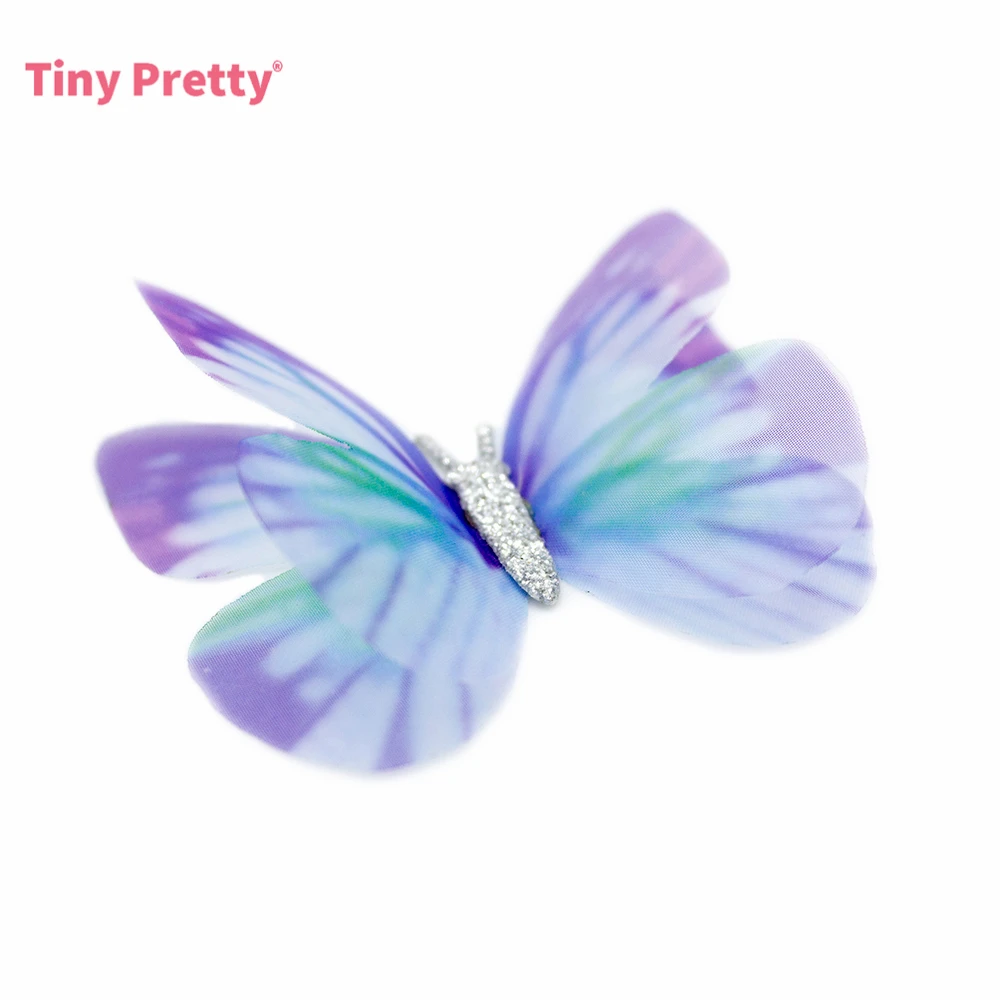 10PCS Double Layers Chiffon Butterflies 3D Tulle Butterfly Appliques for  Bridal Hair Accessories Party Decoration Sewing